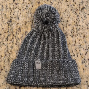 Silver, Gray, black melange C.C. Beanie with pom pom